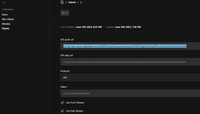 Client detail in relay server dashboard